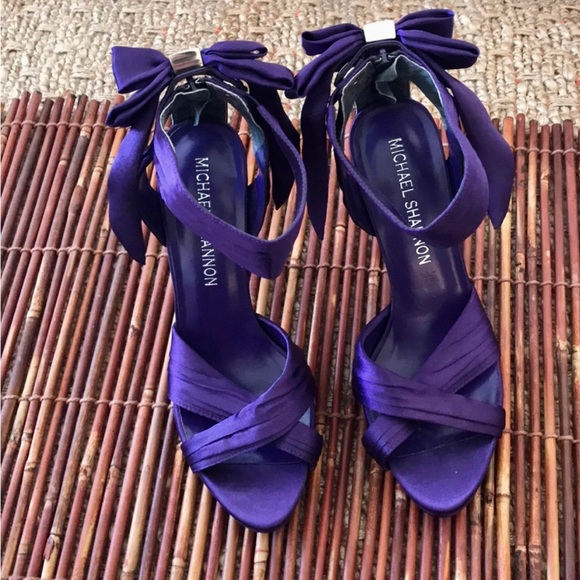 Michael Shannon Purple Satin Heels 6M - Picture 2 of 8